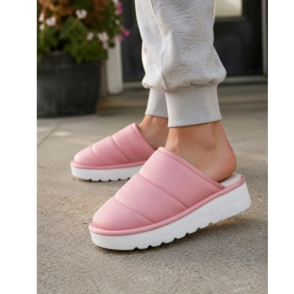 Anthropologie Maeve Puffy Platform Slippers #OB1825522 Pink Size L Loungewear